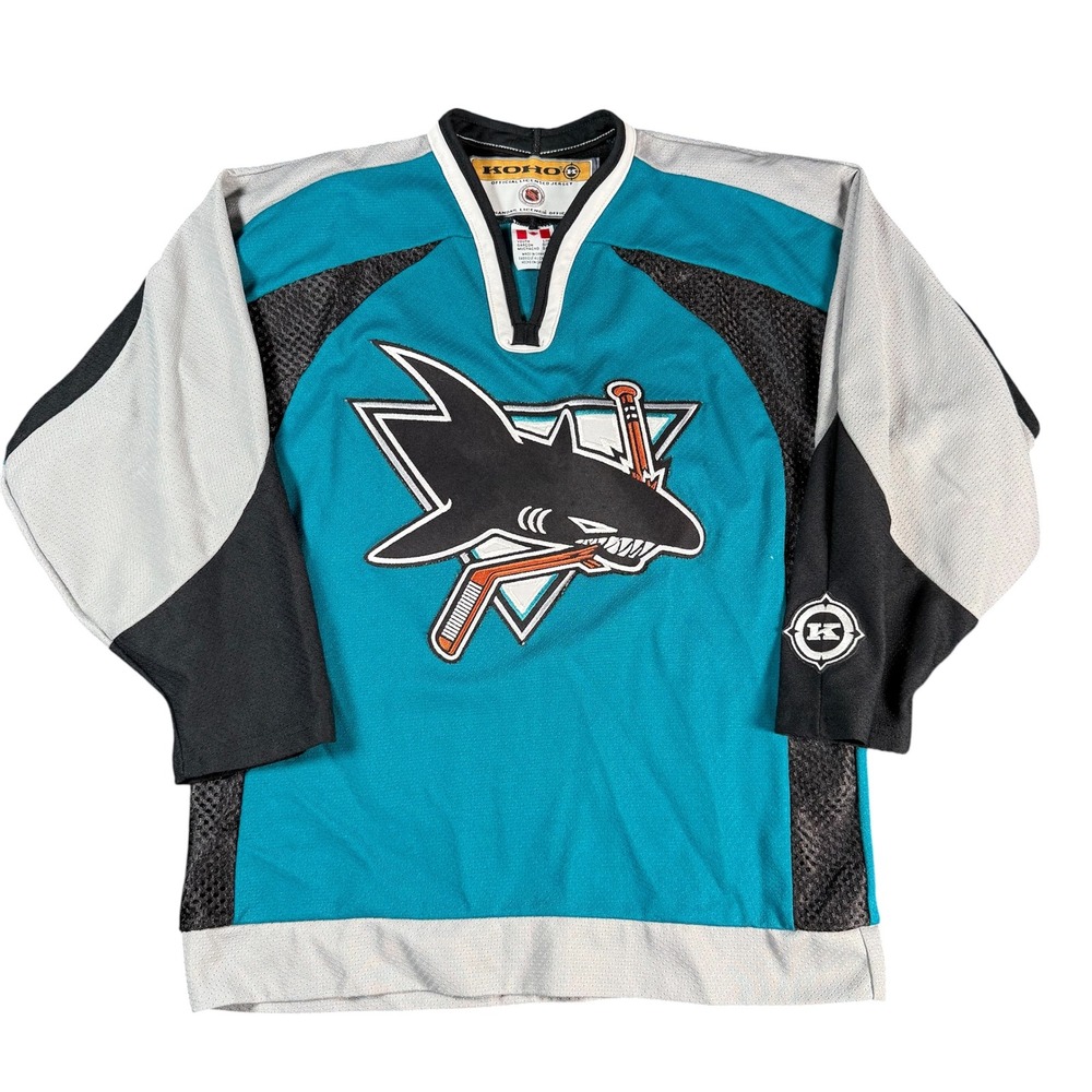 Koho San Jose Sharks Hockey Jersey Youth L/XL Teal Vintage NHL Air-Knit Canada